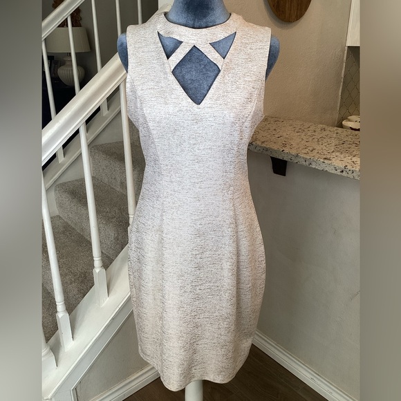 Guess Ivory and Gold Sheath Dress Size 10 - Picture 1 of 10